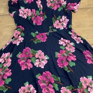 Nanette Lepore Navy Dress with Pink and Green Floral Design